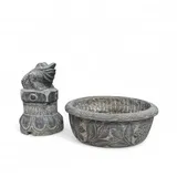 Asien LifeStyle Gartenfigur Frosch Brunnen aus Naturstein – Feng Shui Wasserspeier