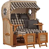 Mr. Deko Strandkorb Düne Teak Bullauge PE Shell Dessin 505