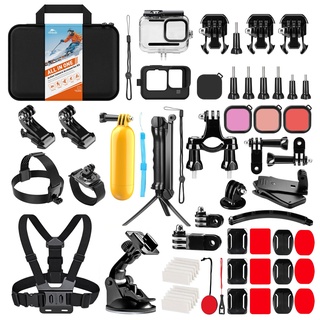 Zubehör Set Kit Bundle für GoPro Hero 11 10 / Hero 9 Black, Wasserdicht Schutzhülle Wasserdicht Gehäuse Schnorcheln Zubehör Fahrradhalterung Selfie-Stange Schwimmender Griff, Tragetasche
