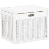 Krines Home Aufbewahrungskorb Hoher Korb mit Deckel Rattan geflochten Regalkorb Aufbewahrungsbox weiß