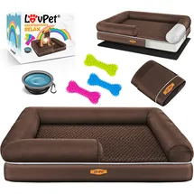 Lovpet LovPet® Orthopädisches Hundebett Hundekissen Hundekorb Relax, Inkl. Napf + 3X Kauknochen, Hundesofa für Kleine, Mittelgroße & Große Hunde, Bezug abnehmbar und waschbar