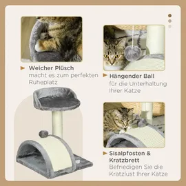 PawHut Kleiner Katzenturm Kratzbaum 46 cm grau