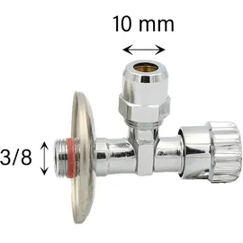 SANITOP-WINGENROTH Eckventil mit Rosette 3/8` x 10 mm Quetschverschraubung