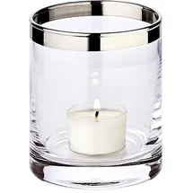 Edzard Windlicht Molly, Höhe 10 cm, Ø 8,5 cm, mundgeblasenes Kristallglas mit Platinrand