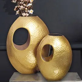 KADIMA DESIGN Deko Vase 2er Set Aluminium mit Tragegriff Blumenvase Modern in Gold | Gr.: onesize