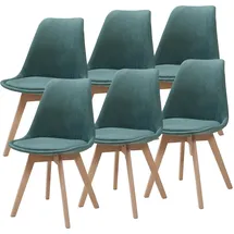 [en.casa] Esszimmerstuhl Fläten Cord Dunkelgrün 6er Set