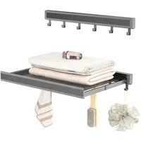 Seedwave Wäscheständer Wand Wäscheständer Ausziehbar 44/60 cm Breit, Raumfahrt-Aluminium