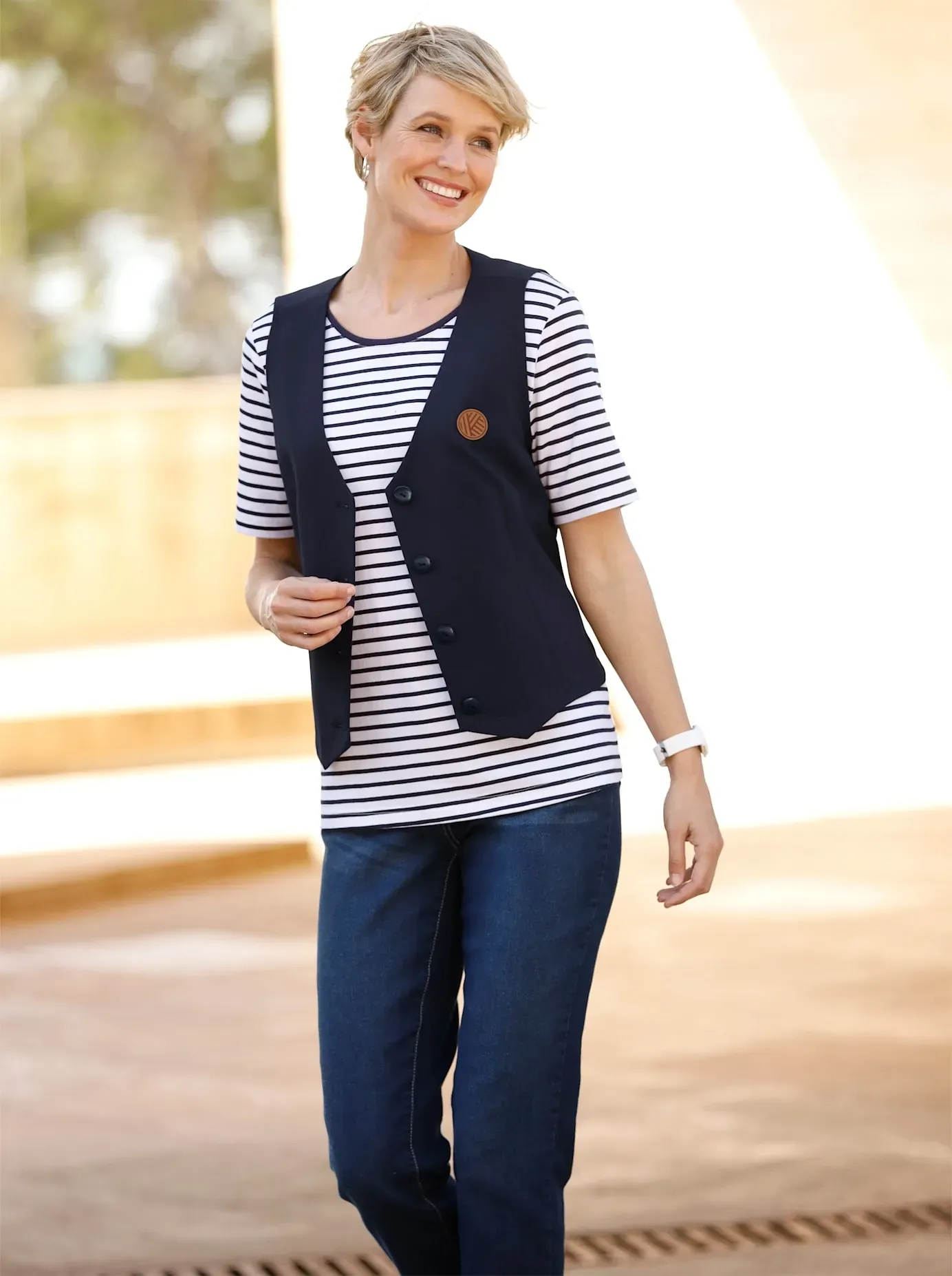 Kurzweste CLASSIC BASICS, Damen, Gr. 52, marine, 100% Polyester, unifarben, Westen