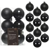 Kaemingk Weihnachtsbaumkugeln bruchfest 6 cm 12 Stück Schwarz glanz matt