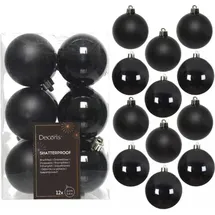 Kaemingk Weihnachtsbaumkugeln bruchfest 6 cm 12 Stück Schwarz glanz matt