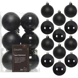 Kaemingk Weihnachtsbaumkugeln bruchfest 6 cm 12 Stück Schwarz glanz matt