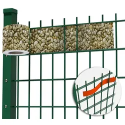 KARAT Sichtschutzstreifen PVC - für Gittermatten-Zäune - Effektiver Sichtschutz - 19 x 3500 cm / Kies