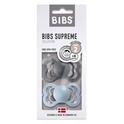 BIBS Schnuller Supreme 2er Pack Silikon Iron+Baby Blue 6-36m