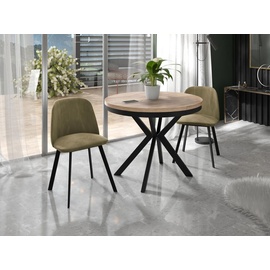 WFL GROUP Runder Ausziehbarer Esstisch - Loft Style Tisch mit Metallbeinen - 100 bis 180 cm - Industrieller Quadratischer Tisch für Wohnzimmer - Kompakt - 120 cm - Eiche Sonoma