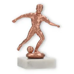 Pokal Metallfigur Fußball Herren bronze auf weißem Marmorsockel 13,6cm