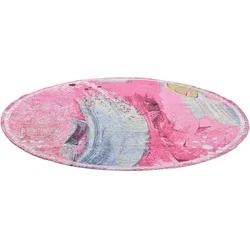 Teppich GINO FALCONE "Cosima-111", rosa, B:160cm H:3mm L:160cm Ø:160cm, Polyester, Teppiche, flachgeweber Jaquard-Teppich, mit Chenillegarn, modernes Design