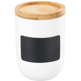 Wenko Gewürzdose Waia, mit Deckel aus Bambus und Silikonring zur luftdichten und aromafrischen Aufbewahrung, individuelle Beschriftung, Fassungsvermögen 100 ml, (B/T x H): ∅ 6 x 9 cm, Weiß