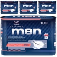 bella Control MEN Inkontinenz-Einlagen Extra Plus im 4er Pack (4x10 Stück) Hygieneeinlagen für leichte und mittlere Blasenschwäche für Männer, atmungsaktiv und sanft zur Haut