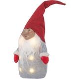 EGLO LED Weihnachtsdeko, Leuchtfigur Wichtel aus Stoff mit Kunststoffkörper in Grau, Weiß und Rot, batteriebetriebene LED Figur Weihnachten, warmweiß