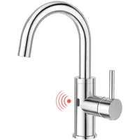 CREA Infrarot Wasserhahn 360° drehbar mit Automatischer Sensor Berührungslose, Einhebelmischer Armatur für Waschbecken Bad/Spülbecken Küche aus Edelstahl poliert verchromt