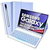 Tastaturhülle mit Hintergrundbeleuchtung für Samsung Galaxy Tab S10+/S9 FE+/S9+/S8+/S7+/S7 FE 12,4 Zoll, UK-Layout, schlanke Abdeckung mit abnehmbarer Tastatur für Galaxy Tab S7 FE/S9 FE+/S10+/S9+/S8+