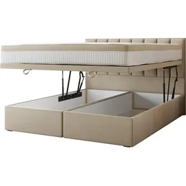 Trada Bond Boxspringbett 180 x 200 mit Bettkasten mit Matratze Hellbeige - TRADA