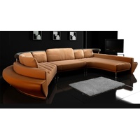 BULLHOFF Wohnlandschaft Ledersofa Designsofa U Wohnlandschaft Rund Couch XXL Zürich, made in Europe, das "ORIGINAL" braun
