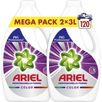 Ariel Professional Flüssig Color Waschmittel, 120 Waschladungen, 6L (2 x 3L), Ausgezeichnete Fleckentfernung schon ab der ersten Wäsche, professionelle Formel für den professionellen Einsatz