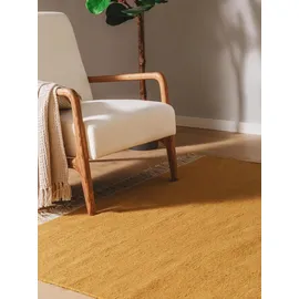 benuta Pop Wollteppich, Gelb, Textil, Beton Optik, Rechteckig, 80x150 cm, Gots, pflegeleicht, Teppiche & Böden, Teppiche, Naturteppiche