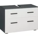 INOSIGN Waschbeckenunterschrank »Skara«, mit Klappe und Schubkasten, schwarze Griffe, Breite 80 cm, Höhe 55 cm,