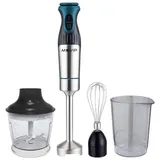 Muvip Handmixer aus Edelstahl, 1200 W + Zubehör, 2 Geschwindigkeitsstufen, Gehäuse aus Edelstahl