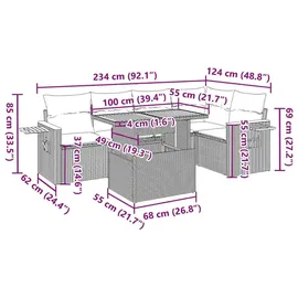 vidaXL Garten-Lounge-Set 6-tlg. beige