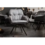 Riess-Ambiente Stuhl MR. LOUNGER anthrazit grau Armlehne Retro Microfaser Rundum Bezug