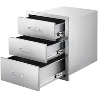Vevor Outdoor Küchenschubladen 46x59x59 cm (BxTxH), Dreifach-Grillschubladen aus Edelstahl mit Griffen, Grillschubladen für Außenküche oder Grillinsel-Terrassengrillstation Schubladenschrank