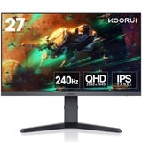 KOORUI Gaming Monitor 27 Zoll - WQHD Bildschirm PC, 240Hz, 1ms, Adaptive-Sync, Gsync Compatibility, (2560x1440, HDMI, DisplayPort, HDR 400) schwarz/rot