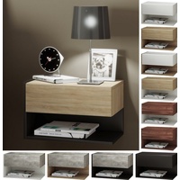 VCM Holz Wandschublade Nachttisch Dormal (Farbe: Beton-Optik / Weiß)