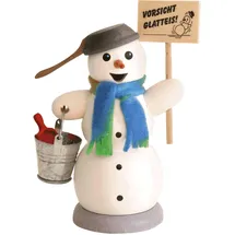 Kuhnert Räucherfigur Schneemann mit Schild Vorsicht Glatteis 13 cm