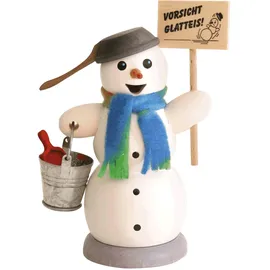 Kuhnert Räucherfigur Schneemann mit Schild Vorsicht Glatteis 13 cm