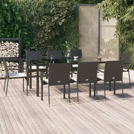 vidaXL Garten-Essgruppe 9-tlg. Schwarz