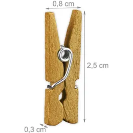 Relaxdays Holzklammern, 400er Set, Gold