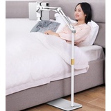 Duukoa Tablet Floor Stand for Bed Tablet Holder Adjustable Phone Stand Holder for 4-12.9'' iPad, iPhone, Samsung Galaxy Tablet White