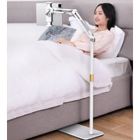 Duukoa Tablet Stand for Bed Tablet Holder Adjustable Phone Stand Holder Floor Stand for 4-13'' iPad, iPhone, Samsung Galaxy Tablet White