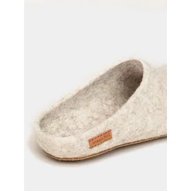 MagicFelt Filz Pantoffeln Aus 100% reiner Shetlandwolle, Mit Ledersohle, Anatomisch geformt - Beige - 46