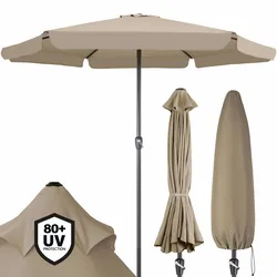 Kingsleeve Sonnenschirm 330 cm mit Kurbel Schutzhülle UV Schutz 80+ wasserabweisend Taupe