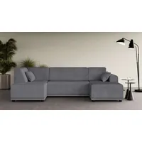 Wohnlandschaft HOME AFFAIRE "TAMMO" Sofas Gr. B/H/T: 296cm x 80cm x 162cm, Cord, Recamiere rechts, grau U-Form