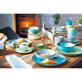 CreaTable 6er-Set CreaTable Suppenteller Nature Collection Ø 22 cm Steinzeug Blau