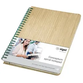 Sigel Notizbuch Bambus ca. DIN A5 punktkariert, beige Hardcover 160 Seiten, 1 St.