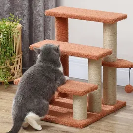 PawHut Katzentreppe 3-stufige Hundetreppe Braun 45 x 40 x 48 cm