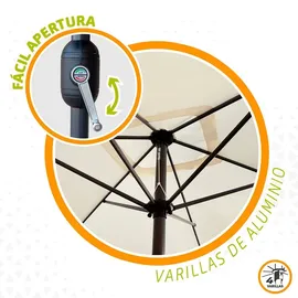 Aktive Rechteckiger Balkonschirm, Terrassenschirm, Rechteckschirm, Gartenterrassenschirm, 200x120 cm, cremefarben, Aluminiummast