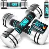 RE:SPORT® 2er Hanteln Set aus massivem Stahl 2,5/5/7,5/10 kg | Hantel Kurzhantel mit Gewichten & Schaumstoffgriff | Fitness Kurzhanteln Home Gym, Krafttraining & Muskelaufbau (Türkis, 2 x 2,5 kg)